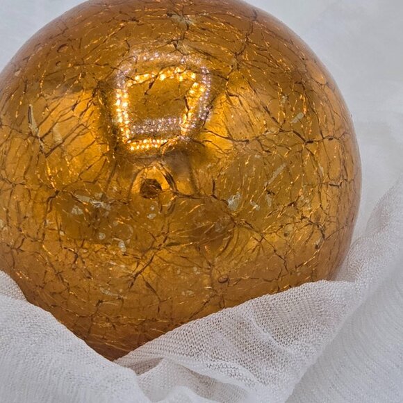 VINTAGE Heavy Thick Mercury Crackled Glass Ornament - Kugel Style Christmas - Picture 4 of 5